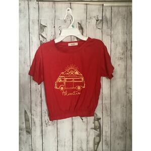 Circle X Girls Red Tee Van Mountain Print Size S 100% Cotton